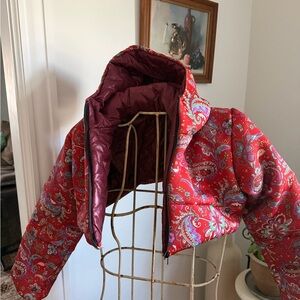 Red Paisley Bomber Jacket - Women